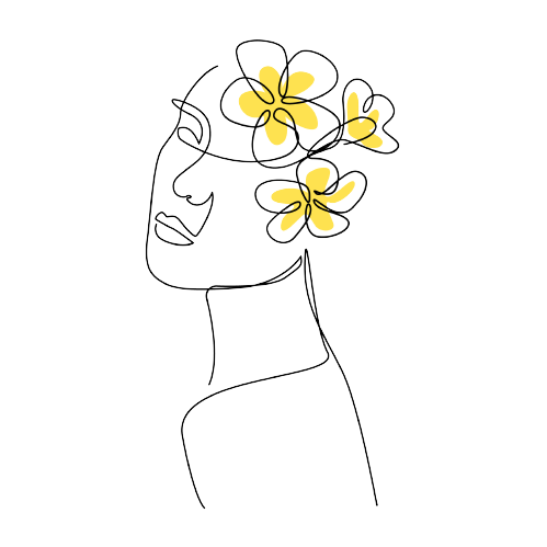 Line-Art-Zeichnung einer Frau mit einer Blume